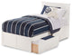 AFI Nantucket Twin Solid Wood Bed with Storage Drawers in White