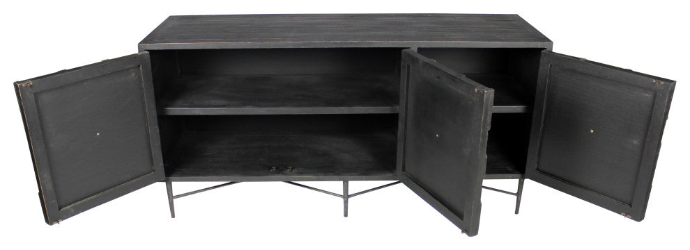 Aliso Samara 3-Door Sideboard in Reclaimed Pine on Iron Base