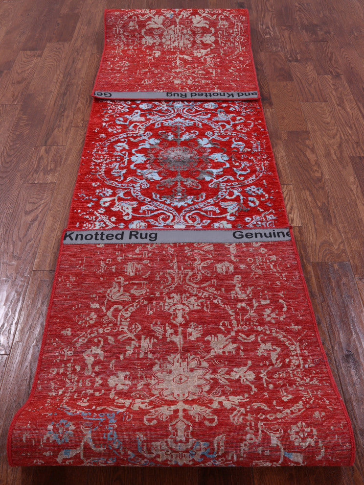 Runner Wool & Silk Modern Handmade Rug 2' 6" X 14' 2" - Q14908
