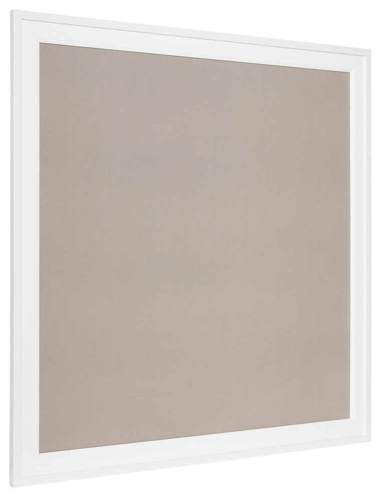 Bosc Framed Gray Linen Fabric Pinboard, White 31.5x31.5
