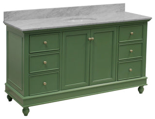 Bella 60" Bathroom Vanity, Sage Green, Carrara Marble, Single Vanity