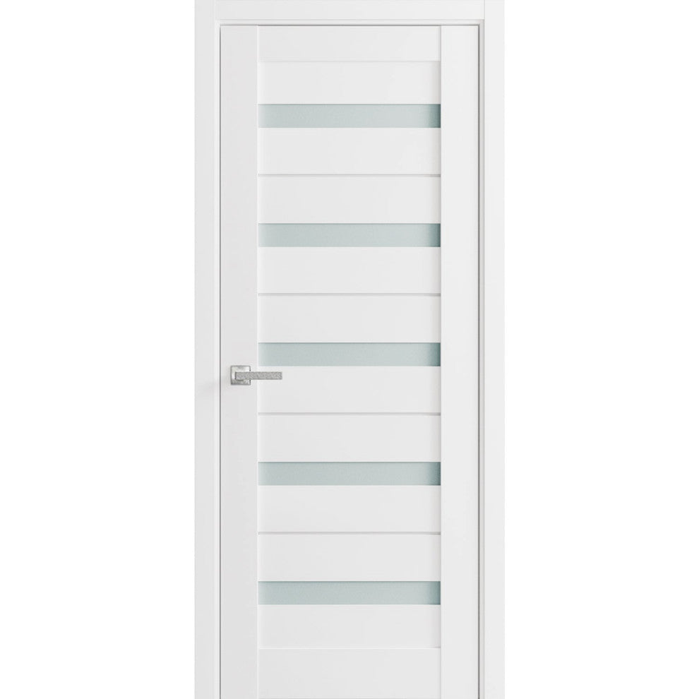 Solid French Door Frosted Glass | Quadro 4445 White Silk | -42 x 80