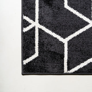 Tumbling Blocks Modern Geometric Black/White 8'x10' Area Rug