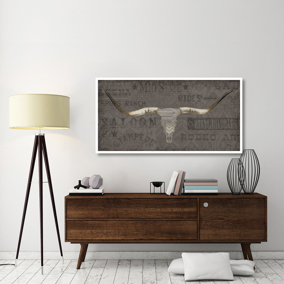 "Longhorn I Taupe" Digital Paper Print by Wellington Studio, 62"x32"