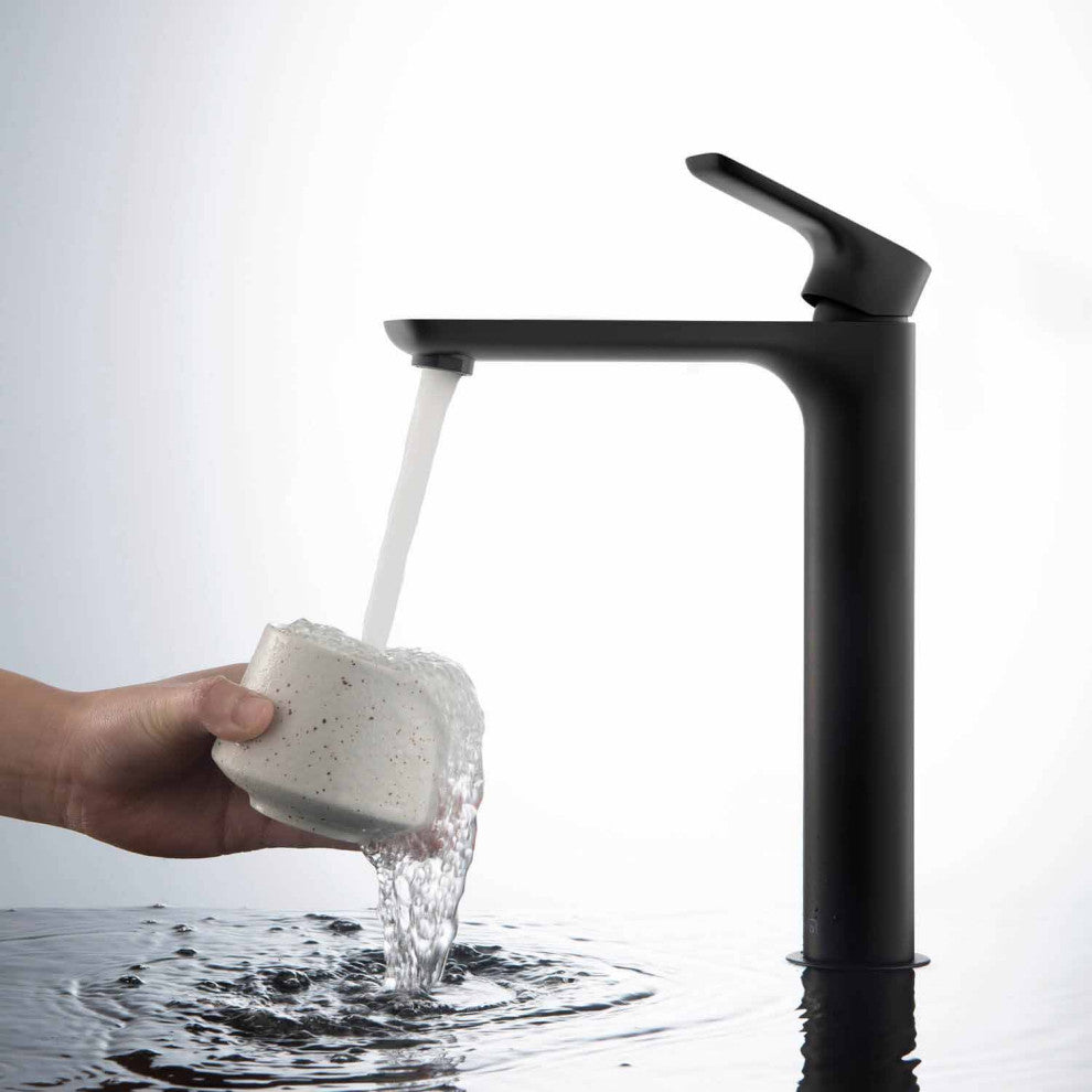 Tender-T Single Handle Bathroom Vessel Sink Faucet, Matte Black