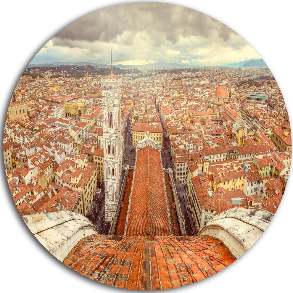 Florence View From Duomo Cathedral, Cityscape Round Wall Art, 23"