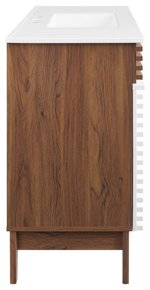 Render 48" Single Sink Bathroom Vanity, White Walnut White