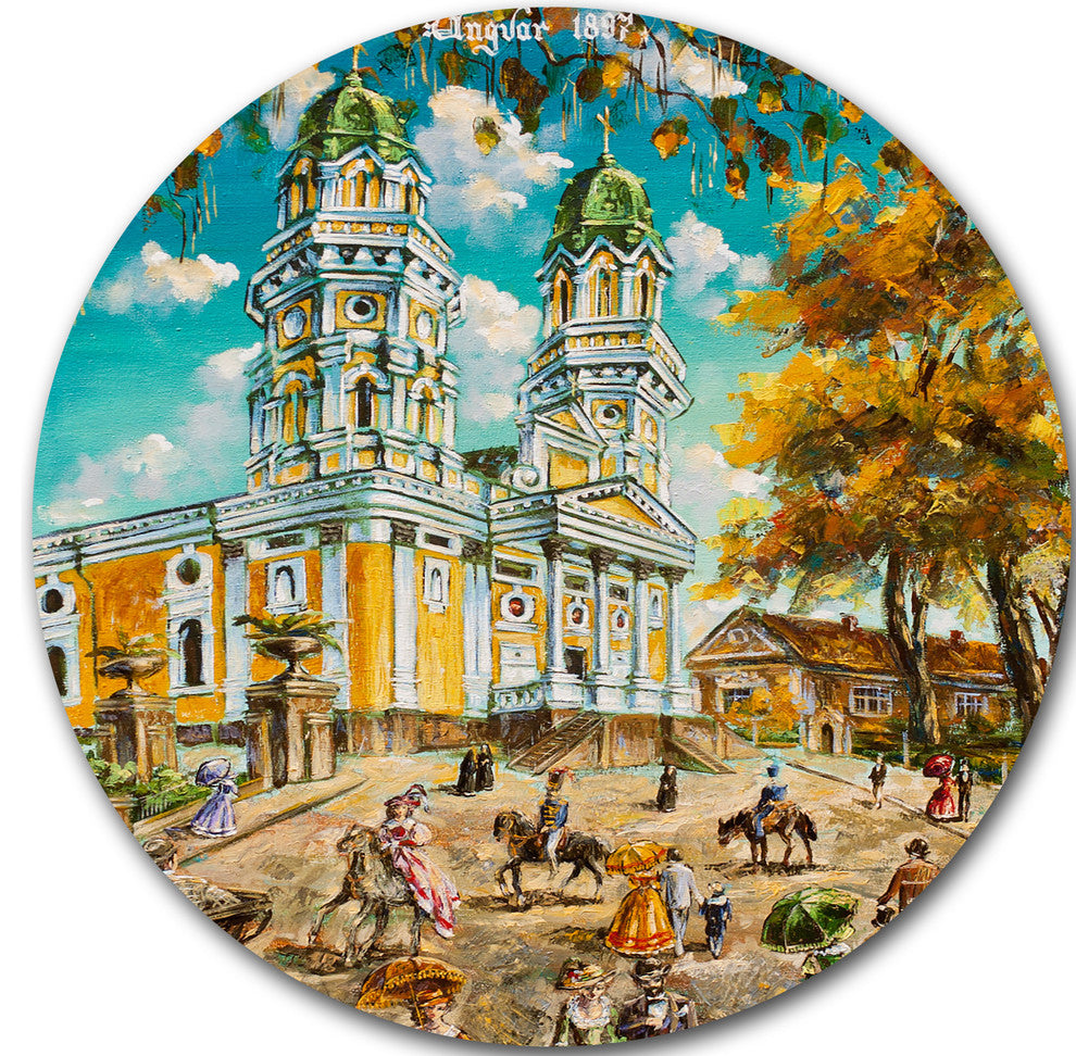 Old Church, Landscape Round Wall Art, 11"