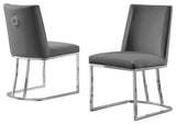 Double Minimalistic Dark Gray Velvet Side Chairs with Chrome Legs