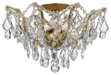 Filmore 5 Light Ceiling Mount in Antique Gold with Clear Hand Cut Crystal