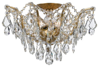 Filmore 5 Light Ceiling Mount in Antique Gold with Clear Hand Cut Crystal