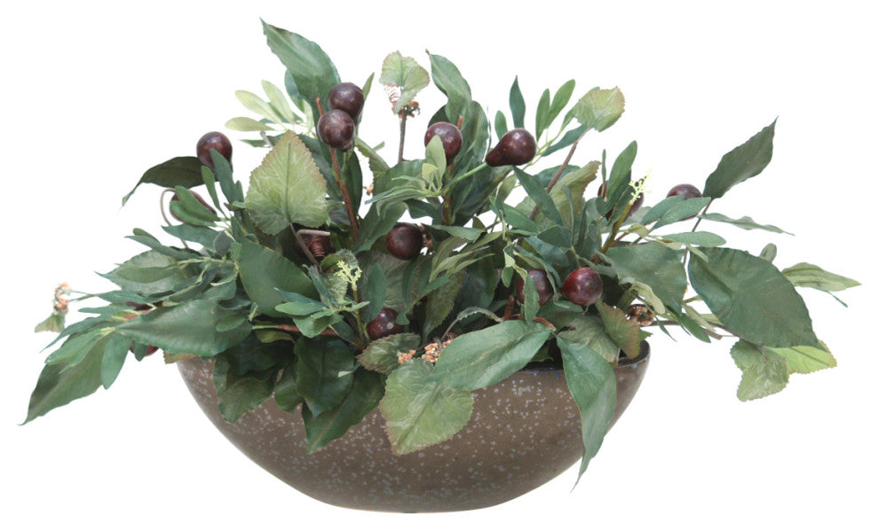 Olive with Greenery in Bronze Vase