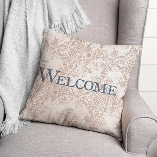 Welcome Peach Pattern Pillow 18x18 Spun Poly Pillow