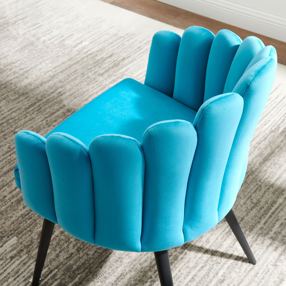 Dining Chair, Set of 2, Black Blue, Velvet, Modern, Cafe Bistro Hospitality