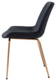 Dining Chair, Set of 2, Steel Metal, Fabric, Black, Gold, Kitchen Cafe Bistro