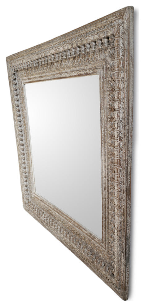 Gray Wash Moulding Spindle Mirror