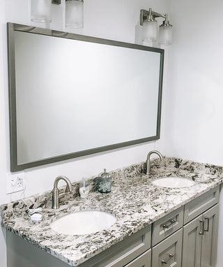 Ellis Framed Wall Mirror, Satin Nickel, 36"x54"