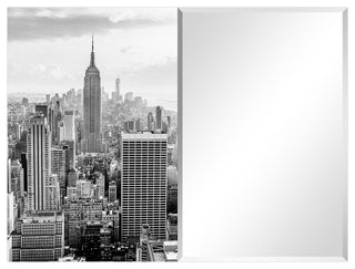Beveled Wall Mirror on Free Floating Tempered Glass 48"x36", My New York