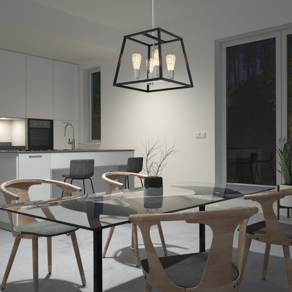 Artika Carter Square Chandelier, Silver & Black