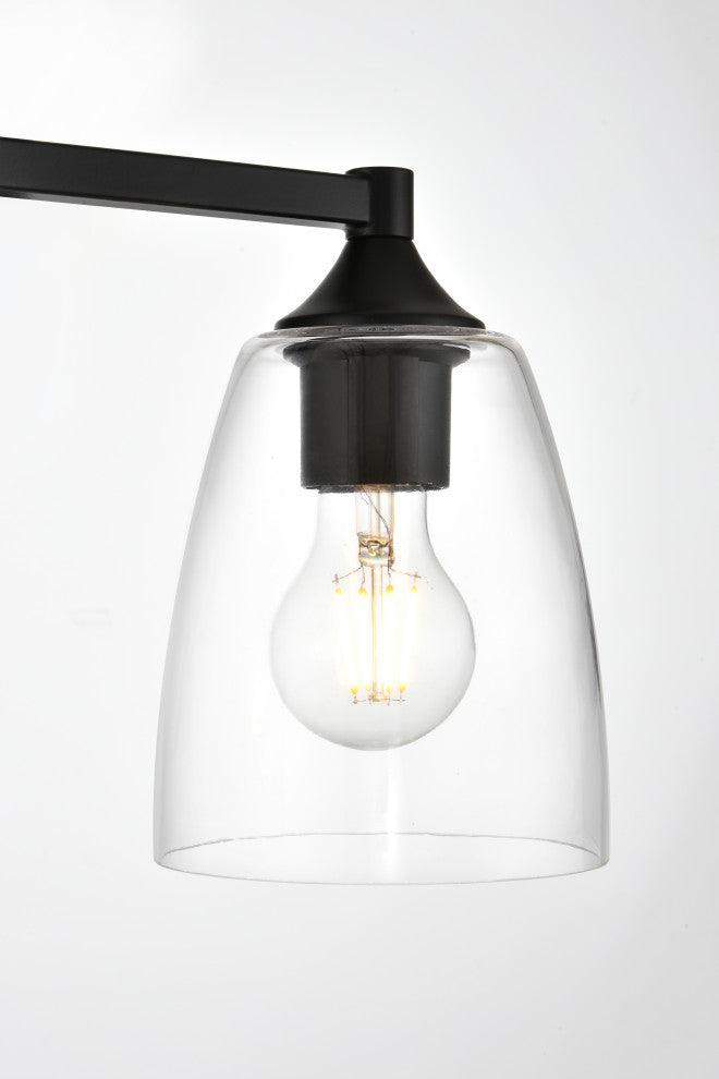 4 Light Black And Clear Bath Sconce