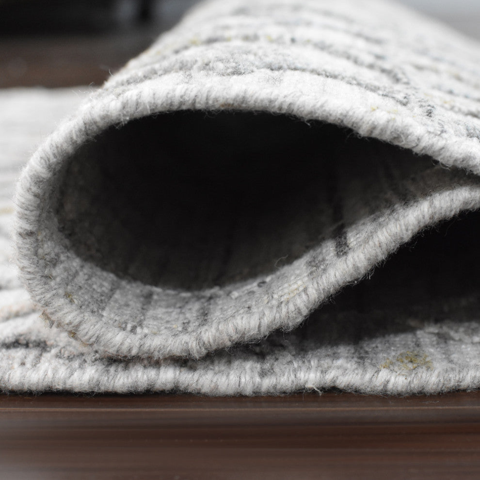 HAND WOVEN FLAT WEAVE KILIM POLYESTER AREA RUGS -Rectangle,Gray,Contemporary, [Runner] 2'6''x10'