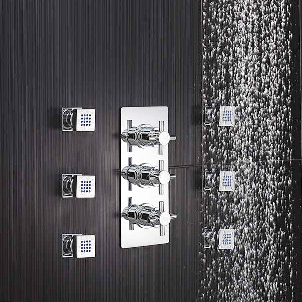 Reno Chrome Ceiling Mount Shower Head Set With 6 Body Massage Shower Jets