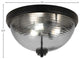 16" 3-Light Flush Mount Light, Matte Black/Smoke Ribbed