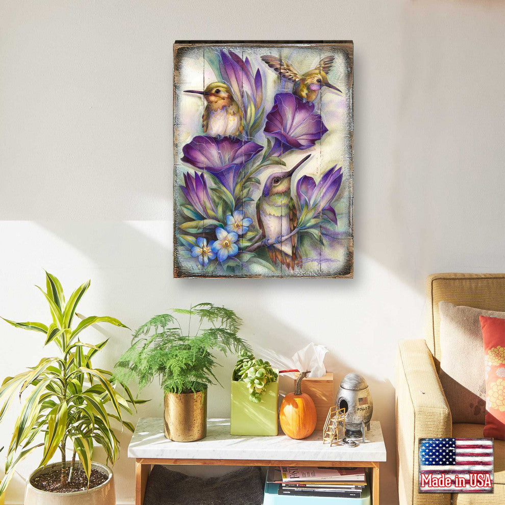 Everlasting Friendship Hummingbirds Wooden Wall Art, Oversized 48x36