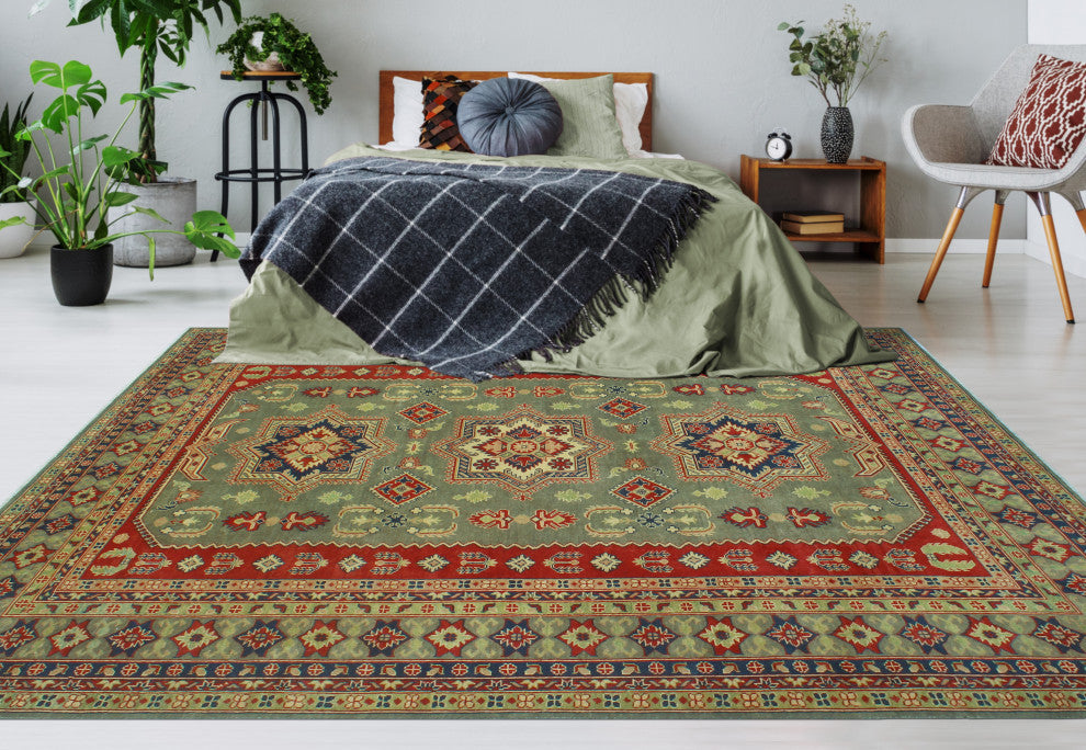 Kazak Celenia Grey/Red Rug, 8'4 x 11'2