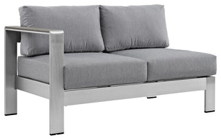 Shore 6 Piece Outdoor Patio Aluminum Sectional Sofa Set EEI-2558-SLV-GRY