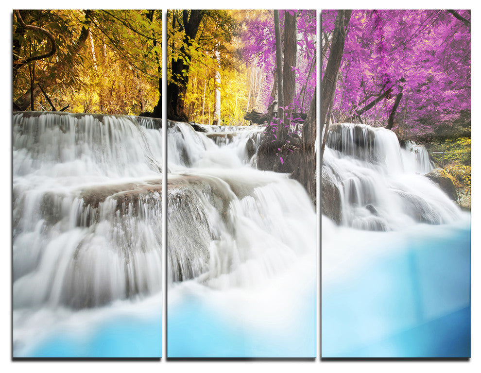 "Erawan Waterfall" Photography Metal Wall Art, 3 Panels, 36"x28"