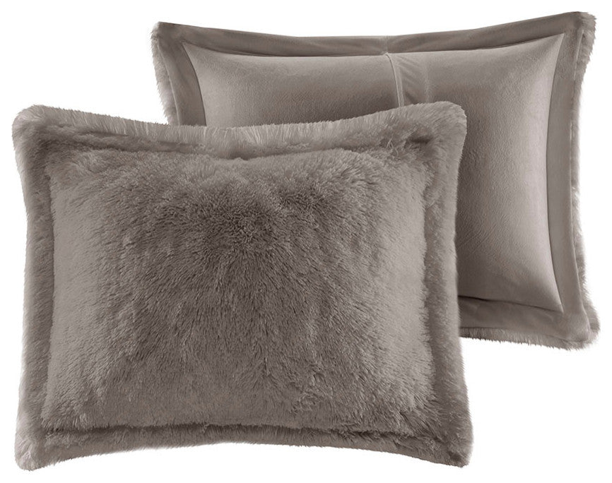 Intelligent Design Malea Shaggy Fur Duvet Cover Set, Grey