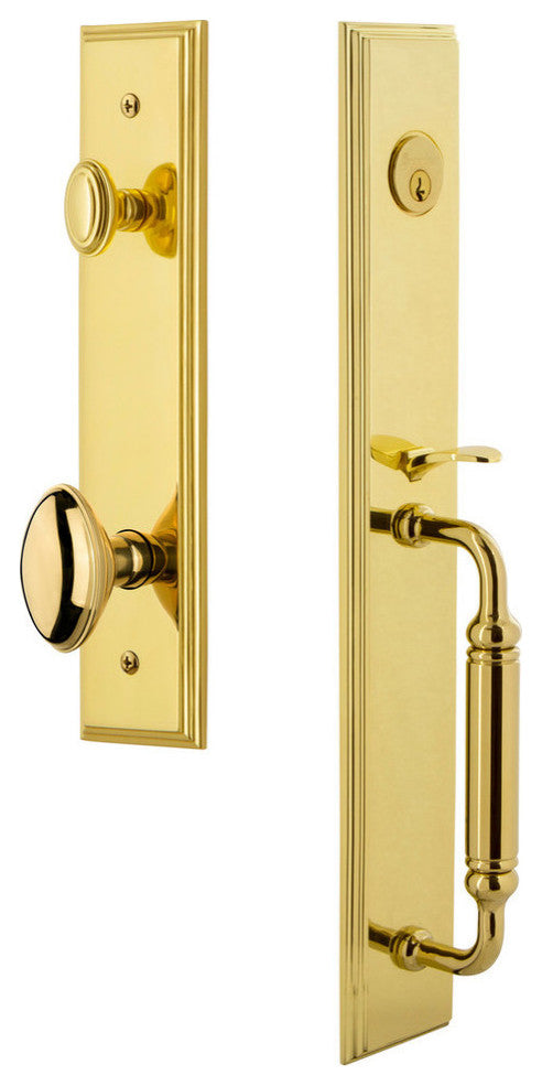Carre' 1-Piece Handleset, C Grip and Eden Prairie Knob, Lifetime Brass, 842302
