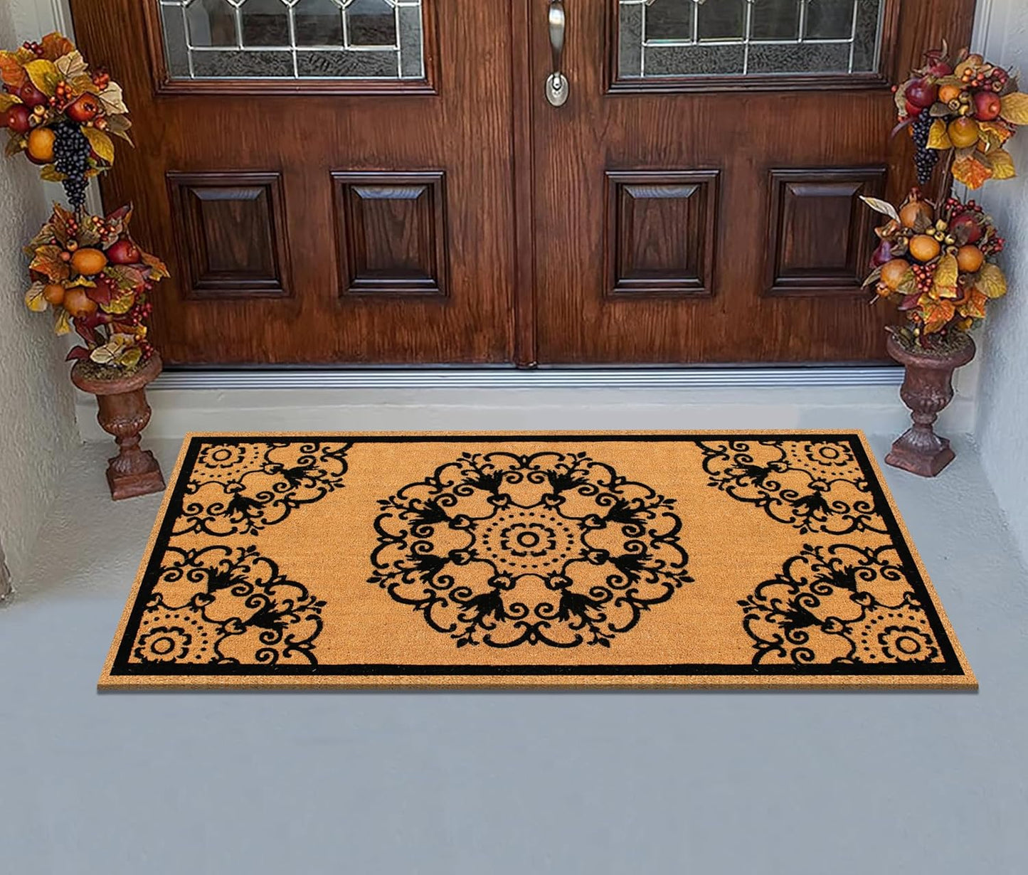 A1HC Natural Coir Flock Door Mat for Front Door, 36x72, Durable Entrance Doormat