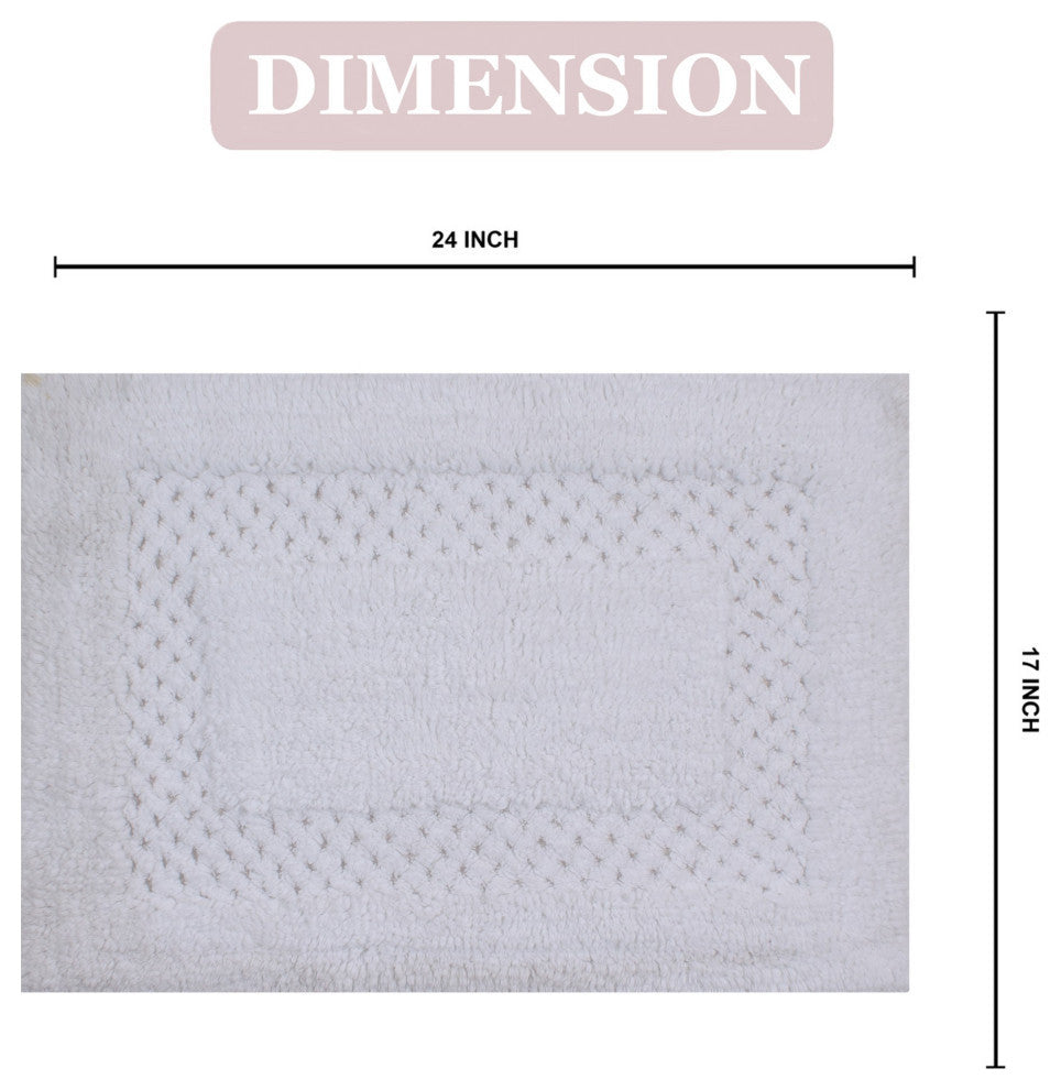 Classy Bath Rugs Set, 17"x24" Rectangle, White