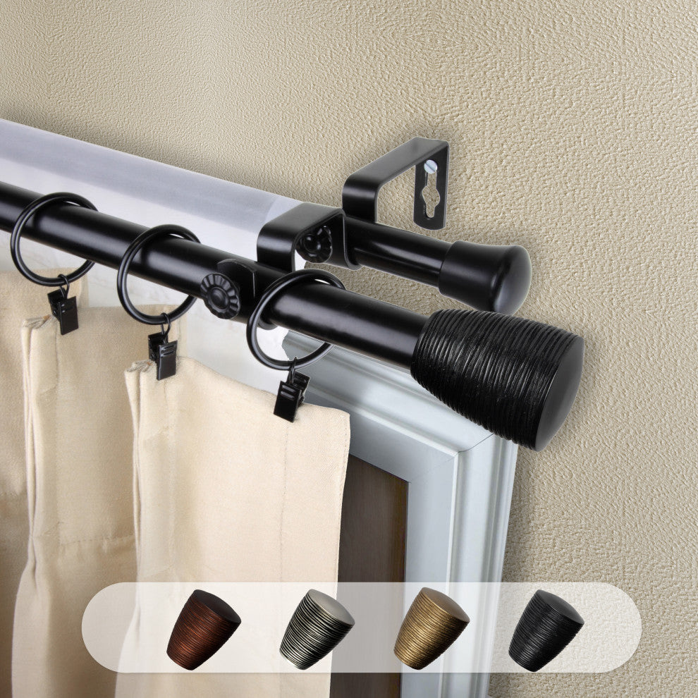 Anya 13/16" Double Curtain Rod Black