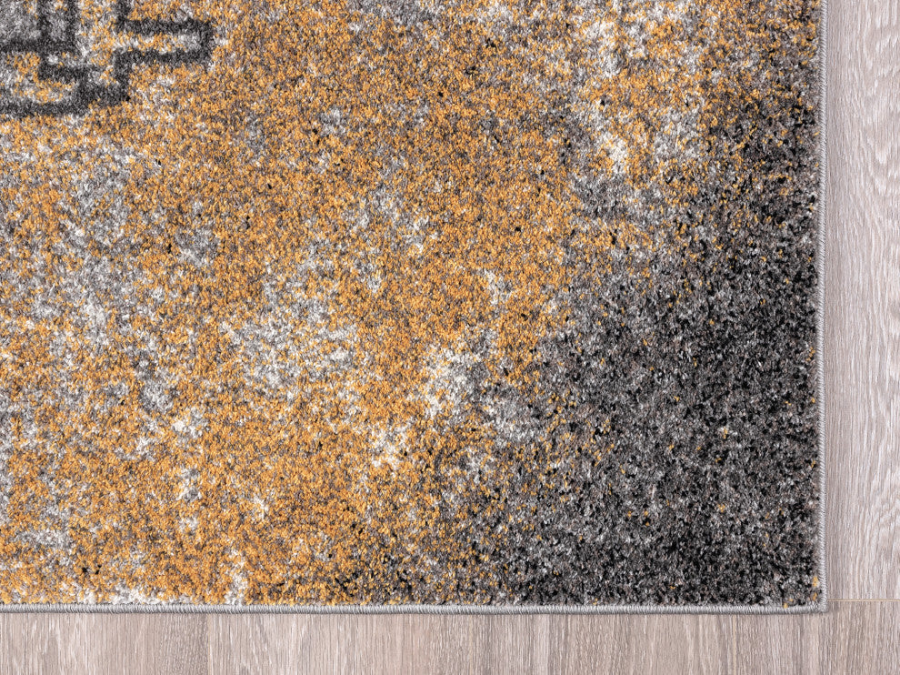 Abani Laguna LAG160A Yellow and Grey Abstract Area Rug