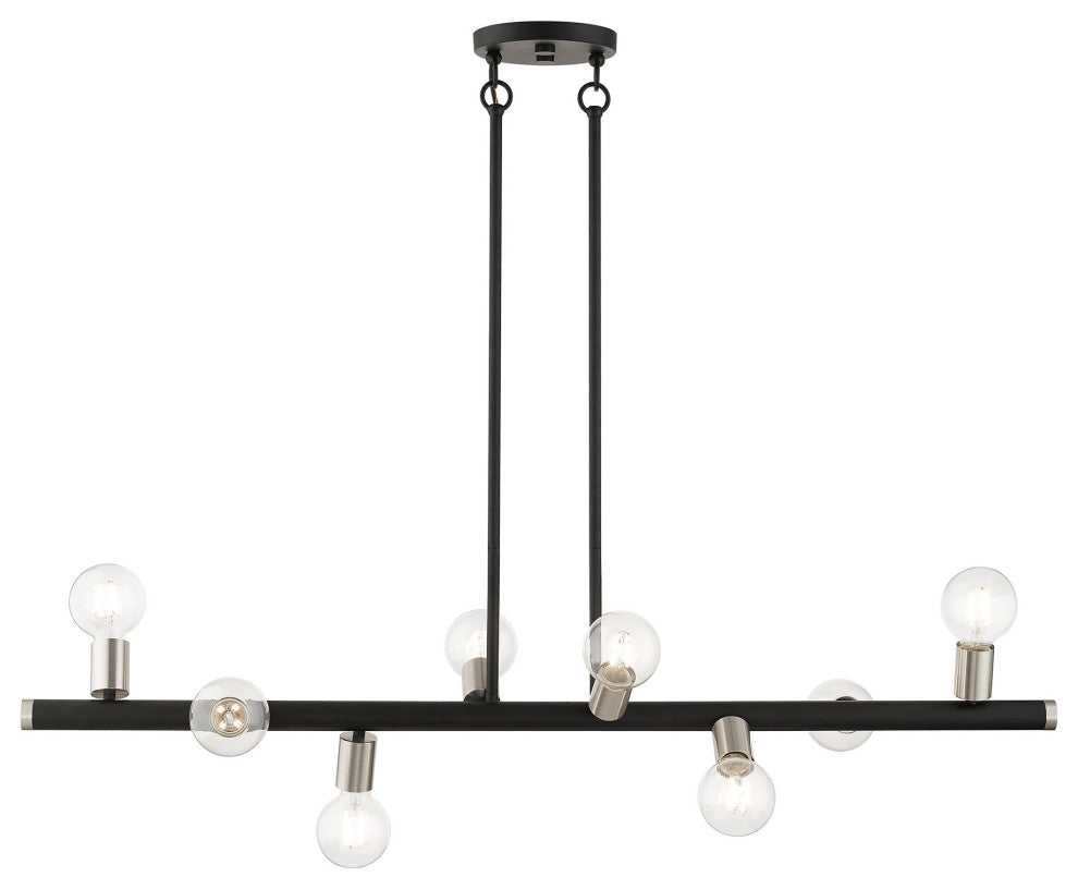 Livex Lighting Bannister 8-Light Large Chandelier, Black/Brushed Nickel