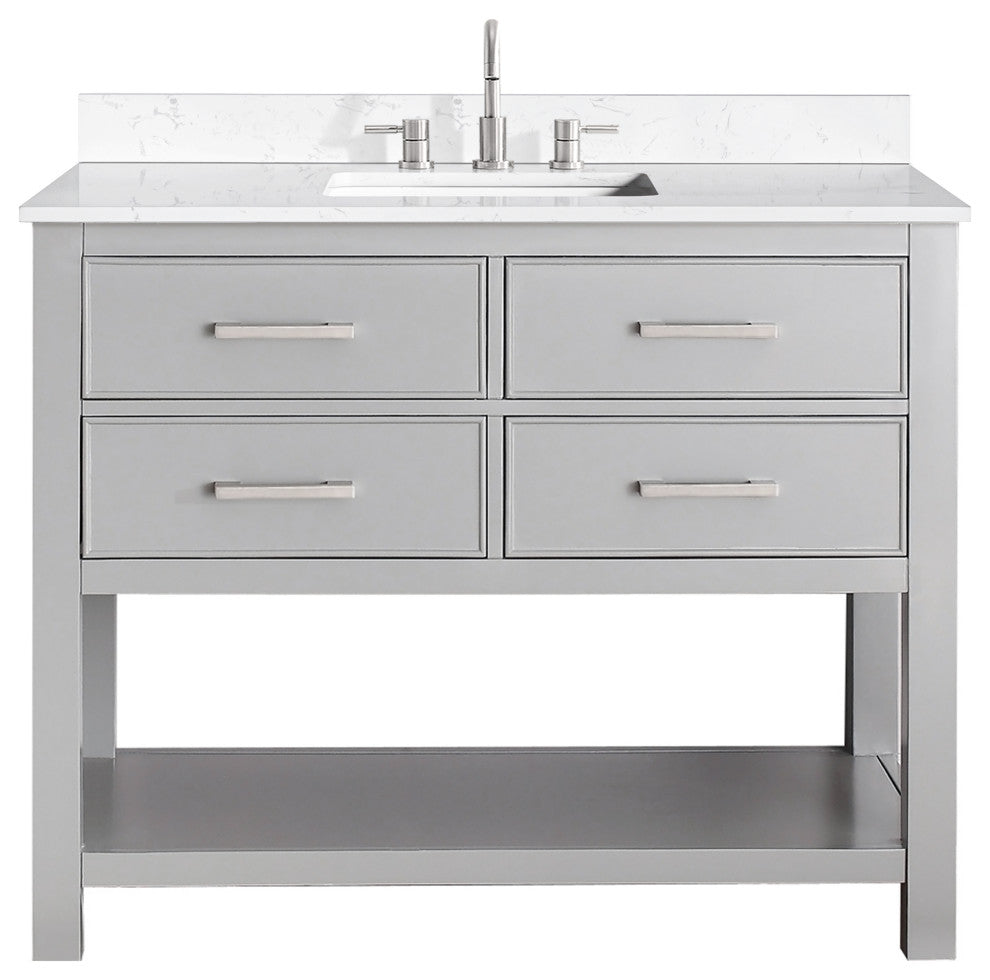 Avanity Brooks 42" Vanity, Chilled Gray and Cala White Engineered Top