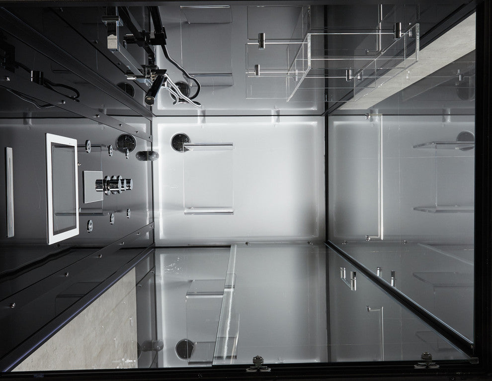 Platinum Lucca Walk-in Steam Shower Sauna Spa w/ jets Smart TV Bluet, Black, Left Position
