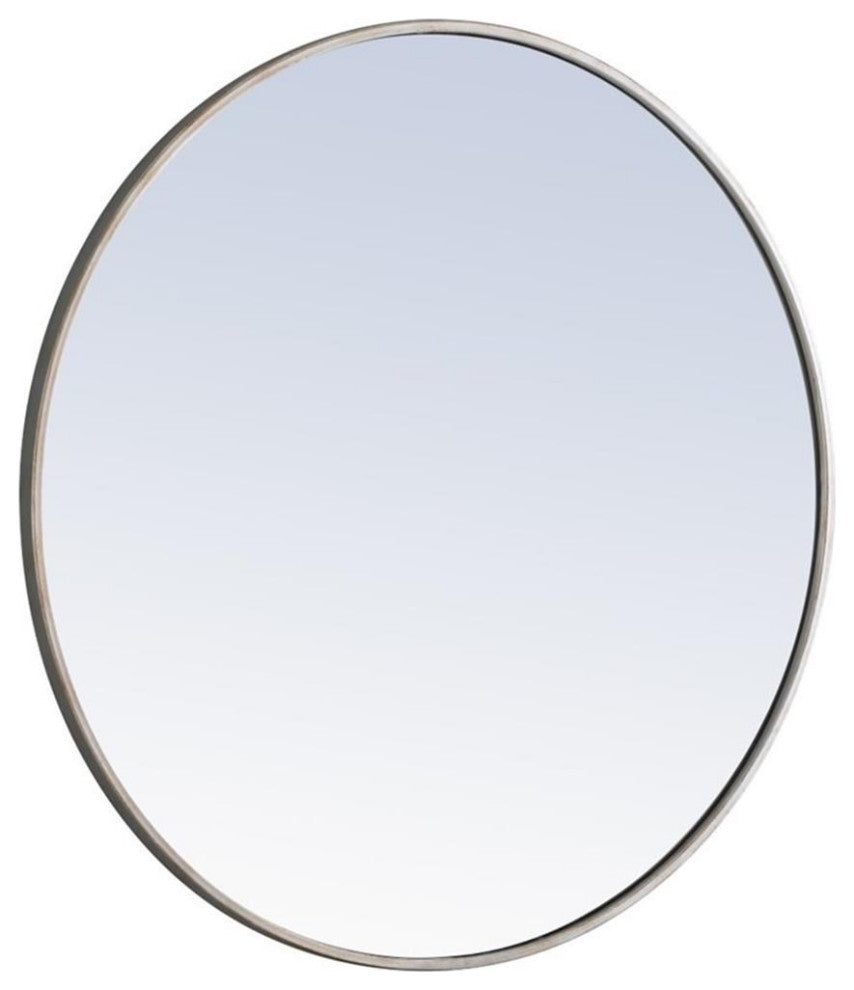 Elegant Decor Eternity 32" Round Metal Frame Mirror in Silver