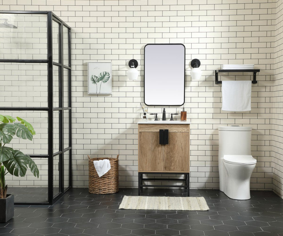 Home Living 19" Modern Natural Oak-Light Bathroom Vanity