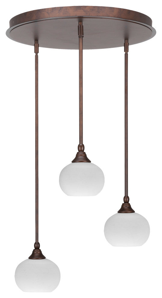 Empire 3-Light Cluster Pendalier, Bronze/White Muslin