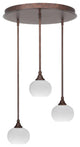 Empire 3-Light Cluster Pendalier, Bronze/White Muslin