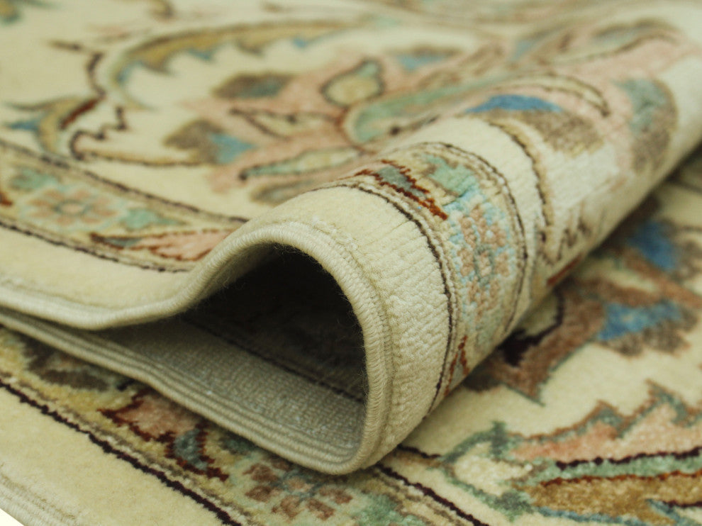 Turkish-Knotted Aesoburn Ivory/Gold Rug, 8'3x10'3