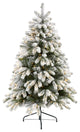 5' Flocked South Carolina Spruce Faux Xmas Tree W/Lights & 621 Bendable Branches