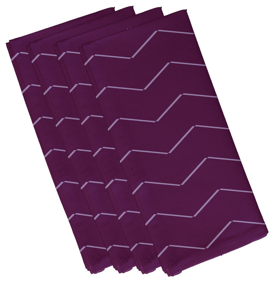 19"x19" Harlequin Stripe, Geometric Print Napkins, Set of 4, Purple