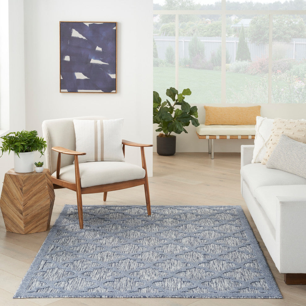 Nourison Easy Care 5' x 7' Denim Blue Modern Area Rug