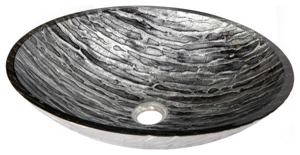 Eden Bath EB_GS64 Silver and Black Streaked Oval Glass Vessel Sink