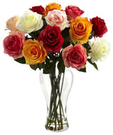 Assorted Blooming Roses With Vase, Assorted
